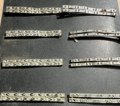 1930s Made in Czecho-Slovakia Sheet of 12  Hair Clips that Need Some Crystals Replacing