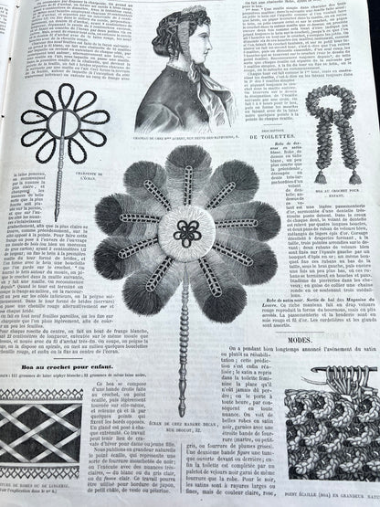 Crochet + Fashion Accessories 160 Years ago in 28th January 1866 French Women's Paper La Mode Illustree