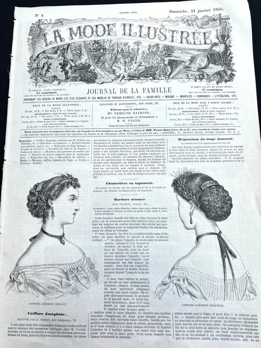 Shoes, Needlework and BIG Dresses 160 Years ago in 21st January 1866 French Women's Paper La Mode Illustree