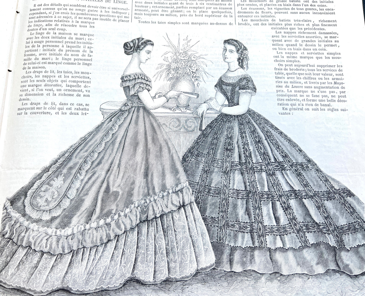 Shoes, Needlework and BIG Dresses 160 Years ago in 21st January 1866 French Women's Paper La Mode Illustree
