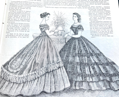 Shoes, Needlework and BIG Dresses 160 Years ago in 21st January 1866 French Women's Paper La Mode Illustree