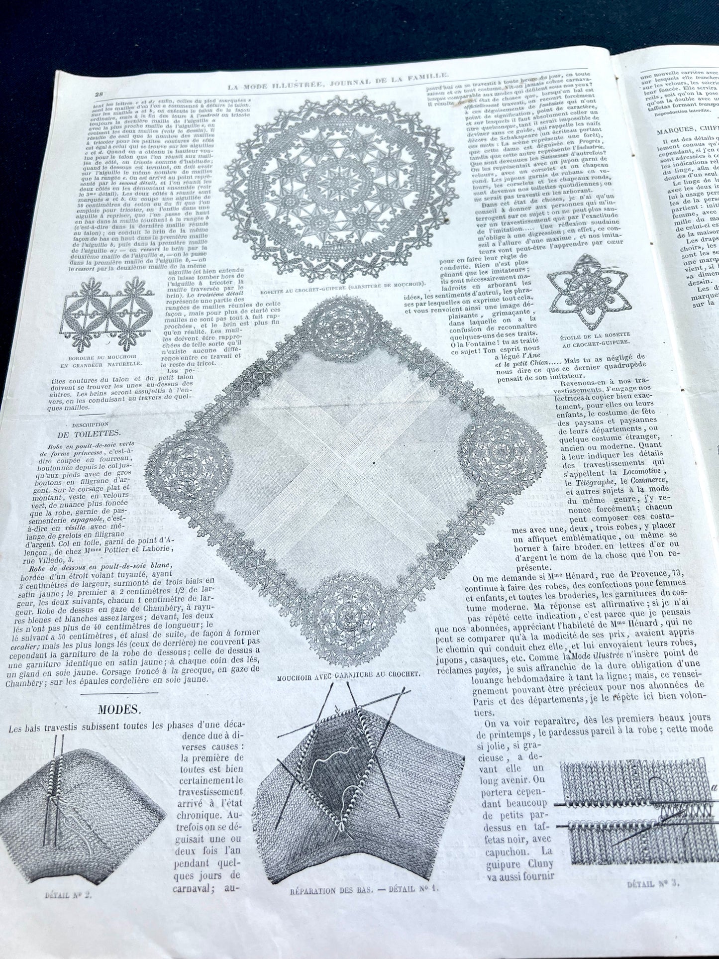 Shoes, Needlework and BIG Dresses 160 Years ago in 21st January 1866 French Women's Paper La Mode Illustree