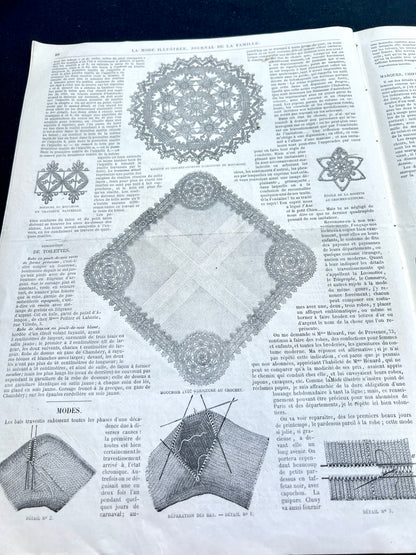 Shoes, Needlework and BIG Dresses 160 Years ago in 21st January 1866 French Women's Paper La Mode Illustree