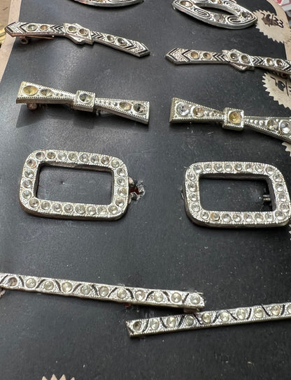 Made in Czecho-Slovakia Sample Sheet of 11 Deco Hair Clips that Need Some Crystals Replacing