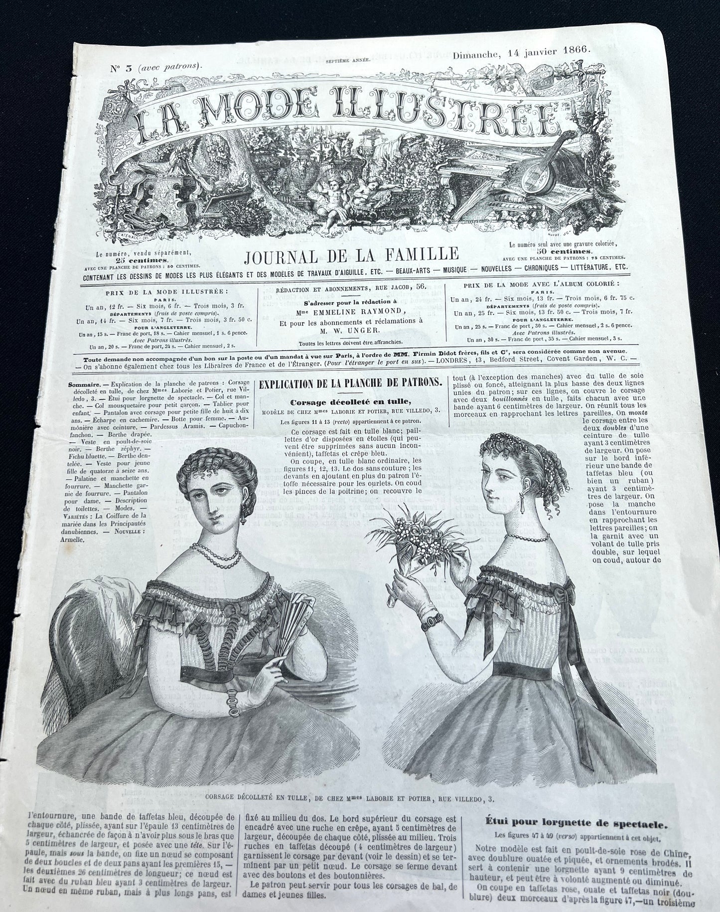 Fascinating Fashions 160 Years ago in 14th January 1866 French Women's Paper La Mode Illustree