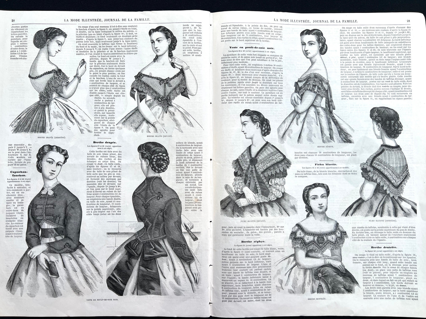Fascinating Fashions 160 Years ago in 14th January 1866 French Women's Paper La Mode Illustree