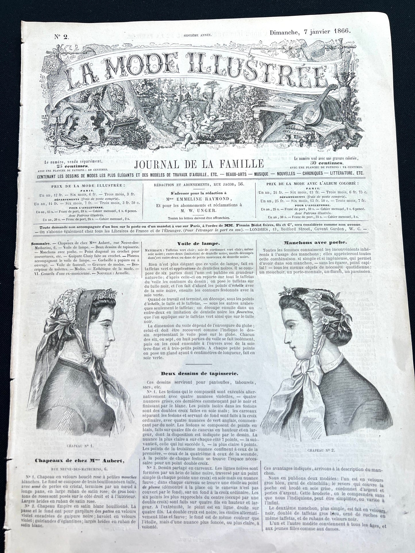 Crochet, Tapestry, Interiors and Fashion 160 Years ago in 7th January 1866 French Women's Paper La Mode Illustree
