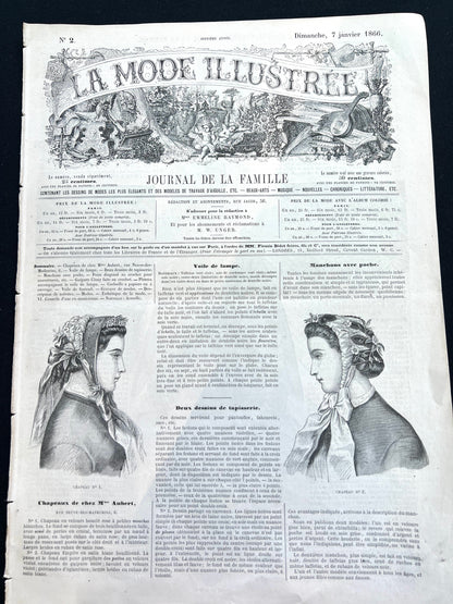 Crochet, Tapestry, Interiors and Fashion 160 Years ago in 7th January 1866 French Women's Paper La Mode Illustree