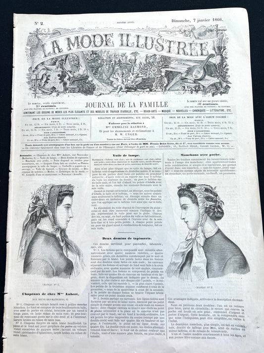 Crochet, Tapestry, Interiors and Fashion 160 Years ago in 7th January 1866 French Women's Paper La Mode Illustree