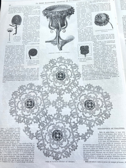 Crochet, Tapestry, Interiors and Fashion 160 Years ago in 7th January 1866 French Women's Paper La Mode Illustree