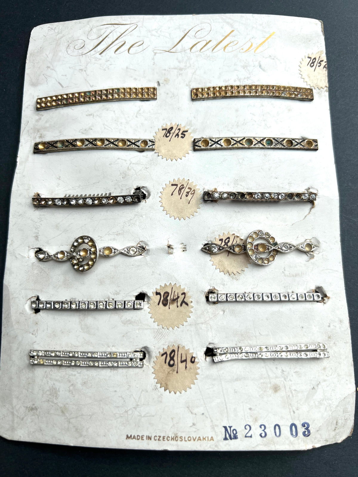 12 Deco 1930s Made in CzechoSlovakia Hair Clips that Need Some Crystals Replacing - 6 Different Designs