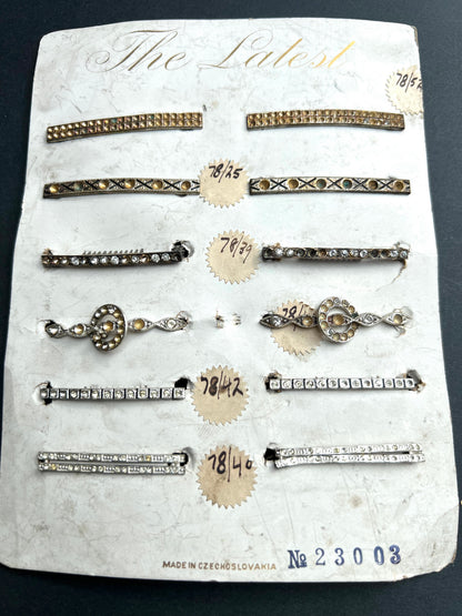 12 Deco 1930s Made in CzechoSlovakia Hair Clips that Need Some Crystals Replacing - 6 Different Designs