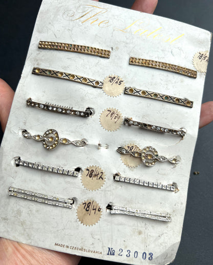 12 Deco 1930s Made in CzechoSlovakia Hair Clips that Need Some Crystals Replacing - 6 Different Designs