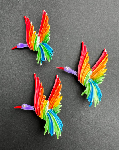 3 Very Colourful 1980s Bird Brooches