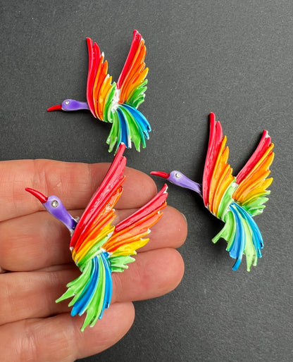 3 Very Colourful 1980s Bird Brooches