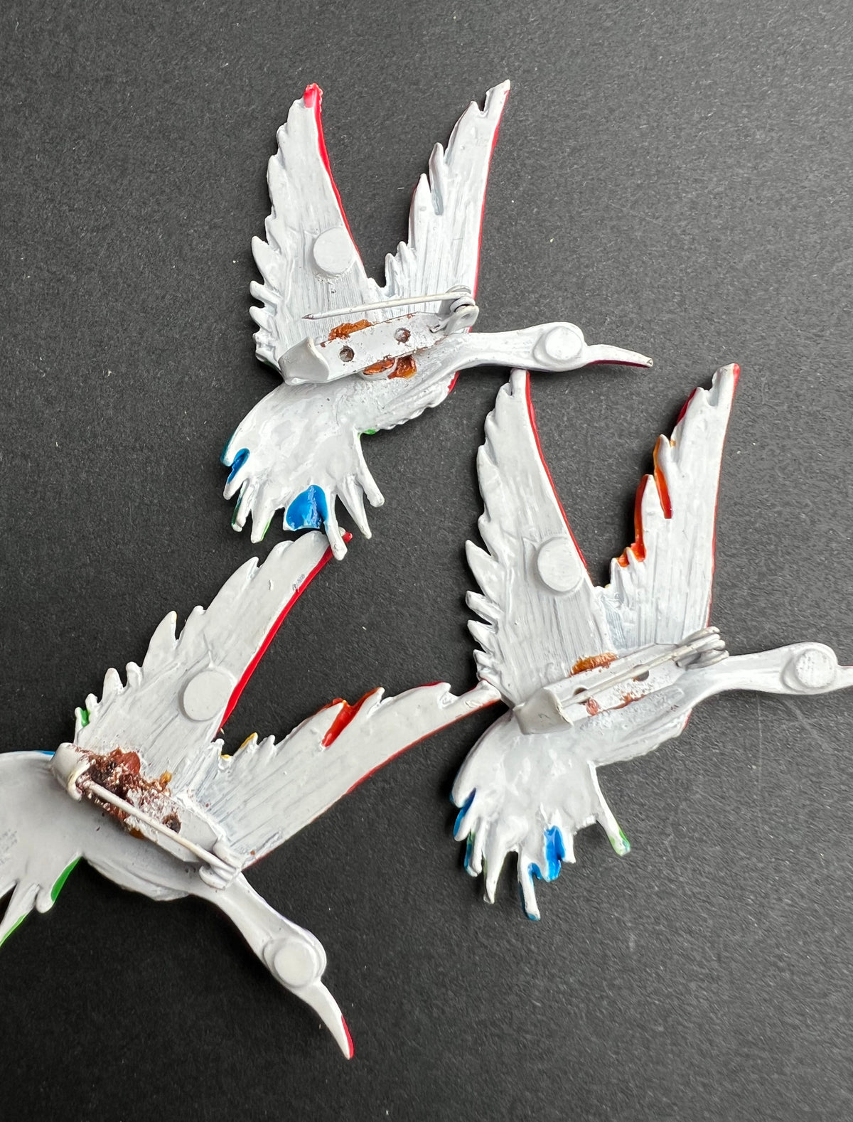 3 Very Colourful 1980s Bird Brooches