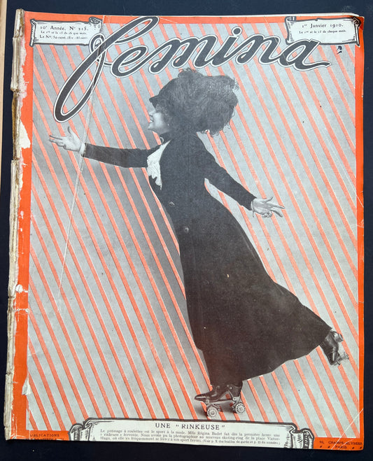 Roller Skating January 1910 French Magazine FEMINA
