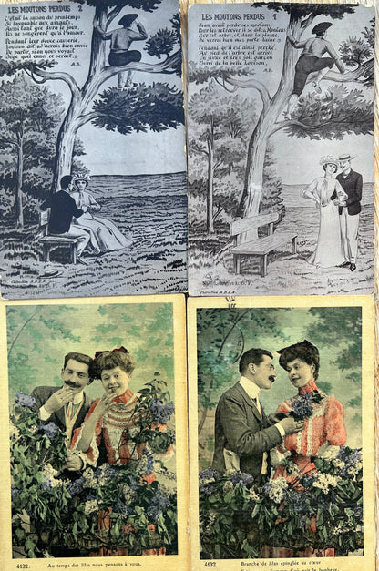 7 Early C20th Romantic French Postcards