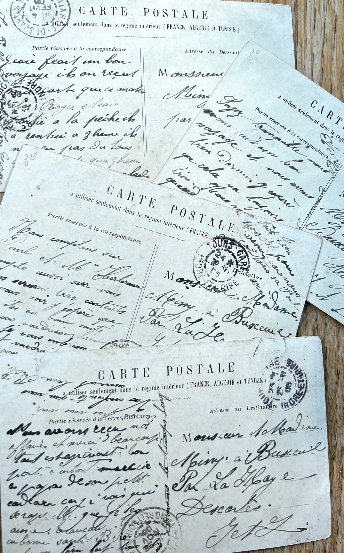 Series of 4 Humorous French Postcards from 1905 of an Old Father and a Young Son
