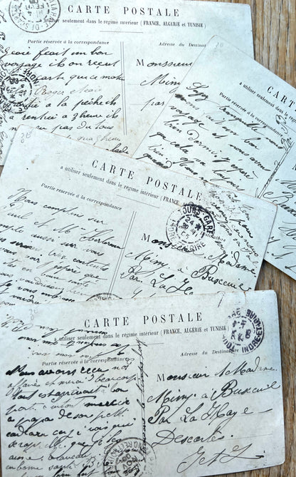 Series of 4 Humorous French Postcards from 1905 of an Old Father and a Young Son