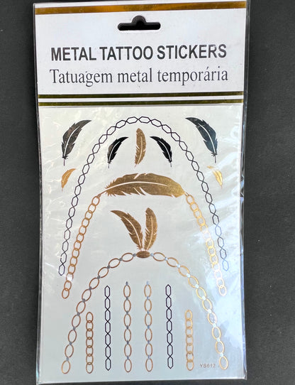 Metallic Feather and Chains Temporary Tattoos