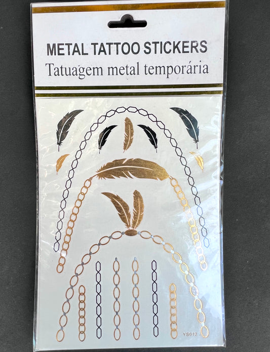 Metallic Feather and Chains Temporary Tattoos