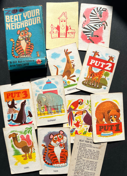 Vintage ARROW Games Zoo Beat Your Neighbour Card Game - 29 Cards - For Creating