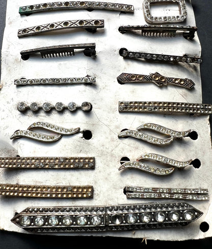 23 Deco 1930s Made in CzechoSlovakia Hair Clips that Need Some Crystals Replacing - 13 Different Designs