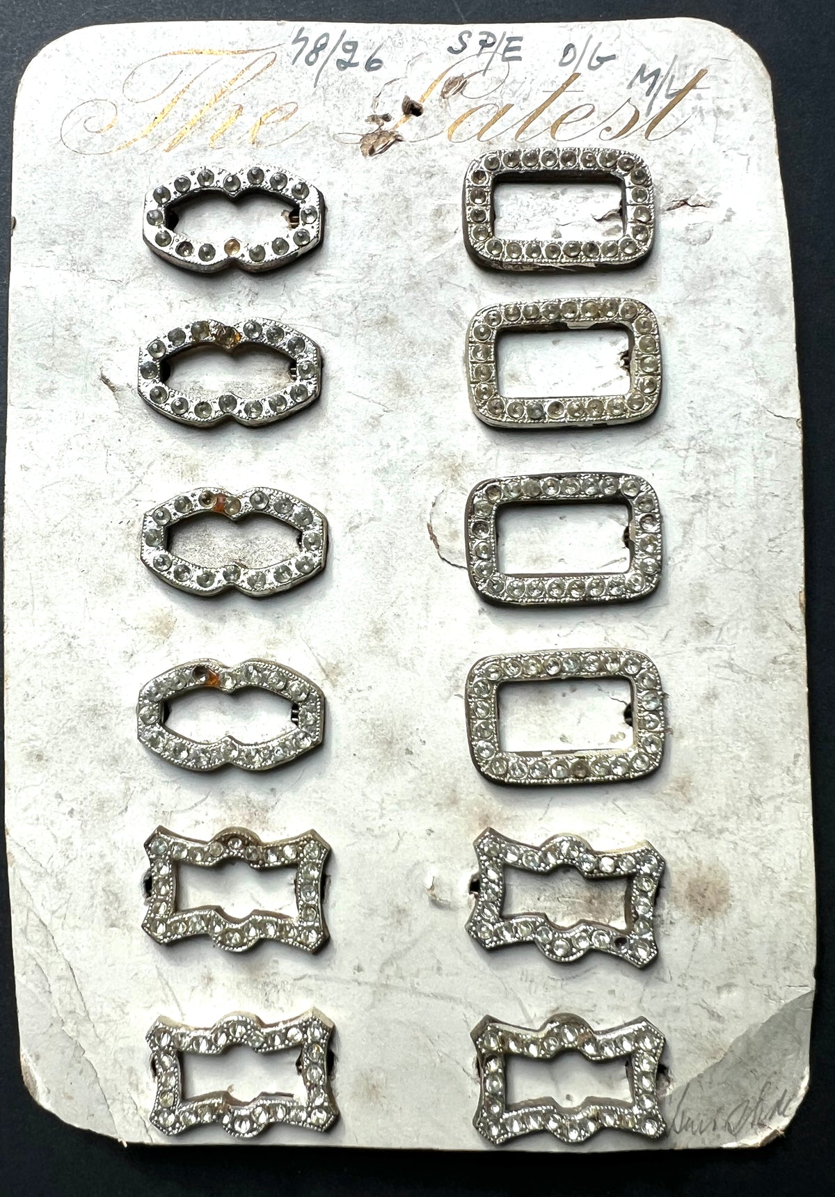 1930s Made in Czecho-Slovakia Card of 12  Hair Clips that Need Some Crystals Replacing - 3 Designs
