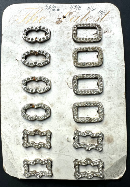 1930s Made in Czecho-Slovakia Card of 12  Hair Clips that Need Some Crystals Replacing - 3 Designs