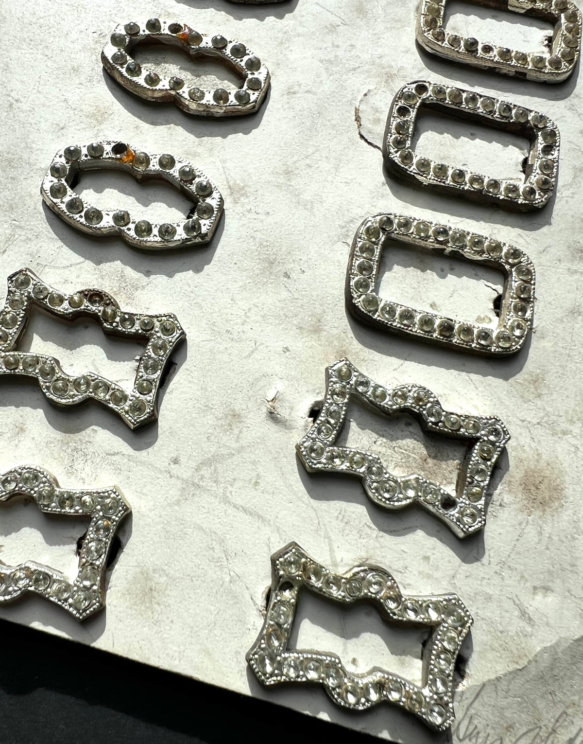 1930s Made in Czecho-Slovakia Card of 12  Hair Clips that Need Some Crystals Replacing - 3 Designs