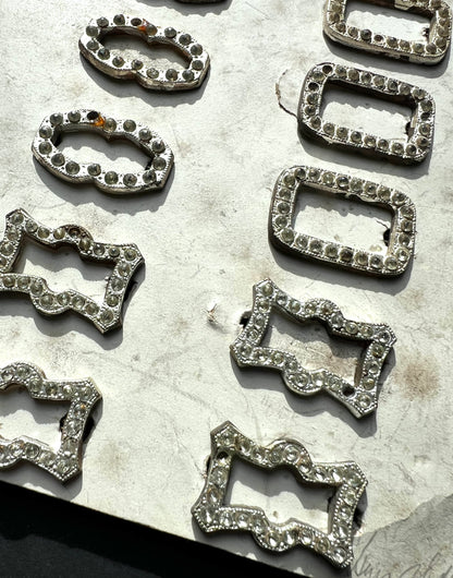 1930s Made in Czecho-Slovakia Card of 12  Hair Clips that Need Some Crystals Replacing - 3 Designs