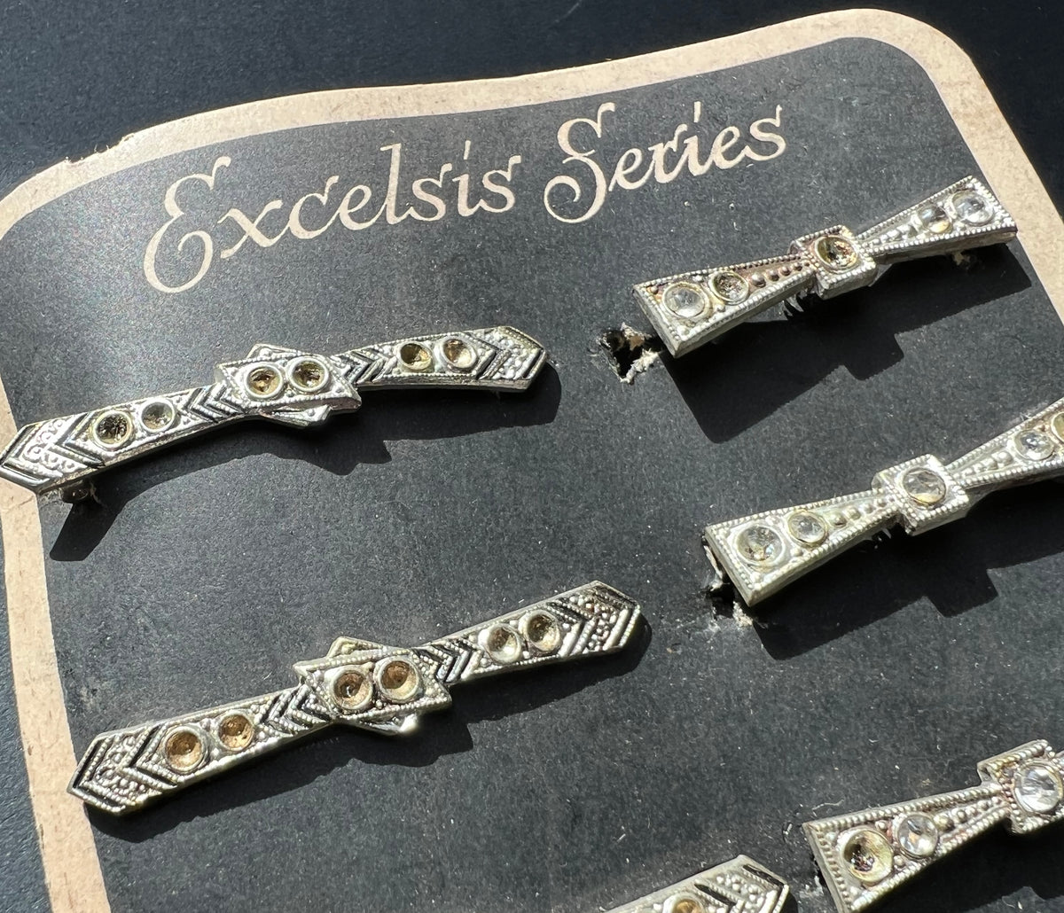Deco Made in Czecho-Slovakia Card 12  Hair Clips that Need Some Crystals Replacing - 2 Designs