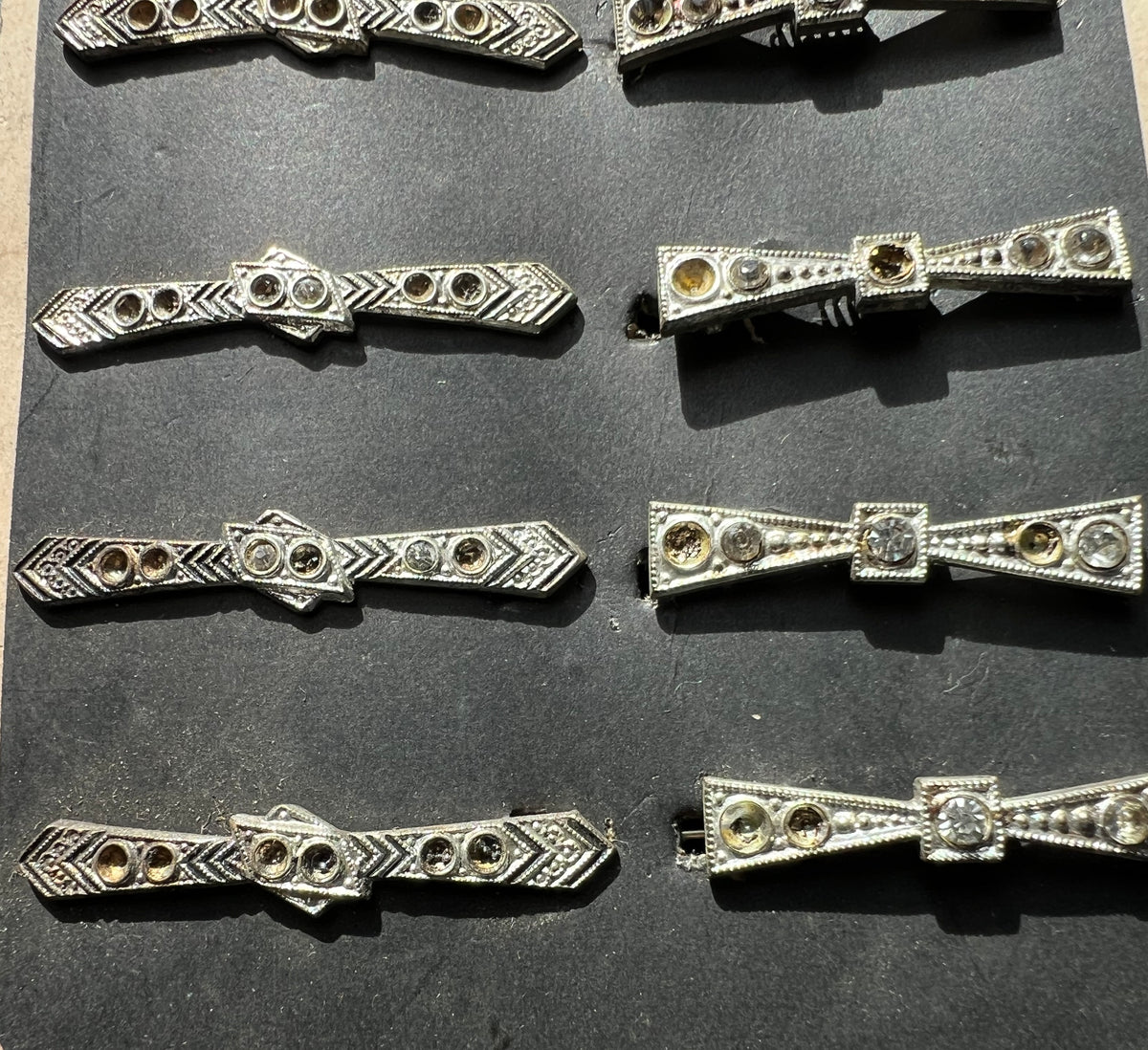 Deco Made in Czecho-Slovakia Card 12  Hair Clips that Need Some Crystals Replacing - 2 Designs