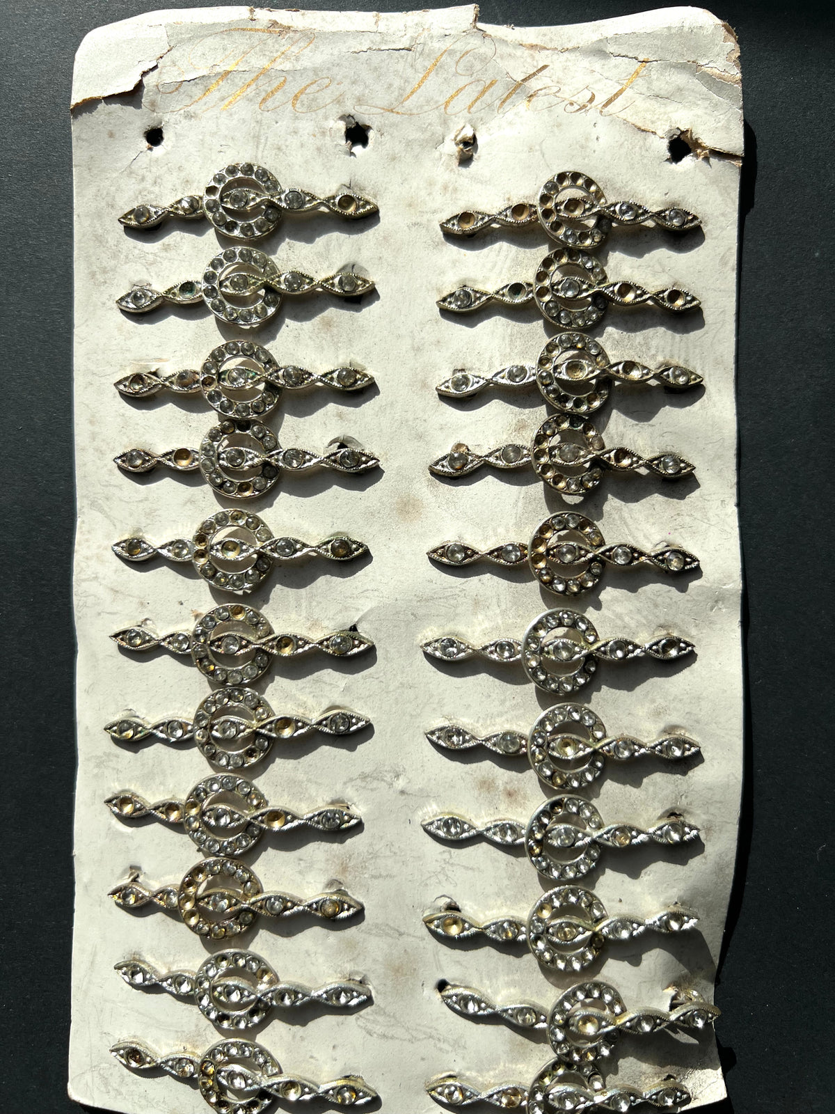 Sheet of 22 Lovely 1930s Hair Clips that Need Some Crystals Replacing