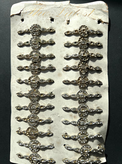 Sheet of 22 Lovely 1930s Hair Clips that Need Some Crystals Replacing