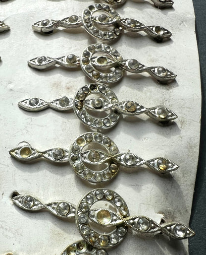 Sheet of 22 Lovely 1930s Hair Clips that Need Some Crystals Replacing