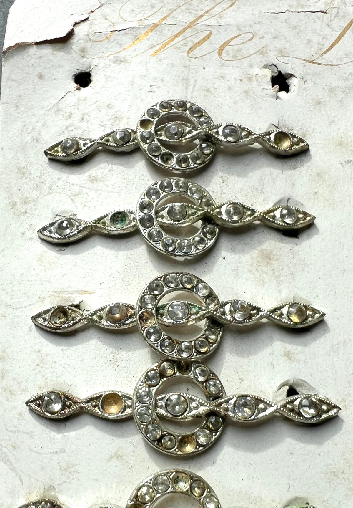 Sheet of 22 Lovely 1930s Hair Clips that Need Some Crystals Replacing