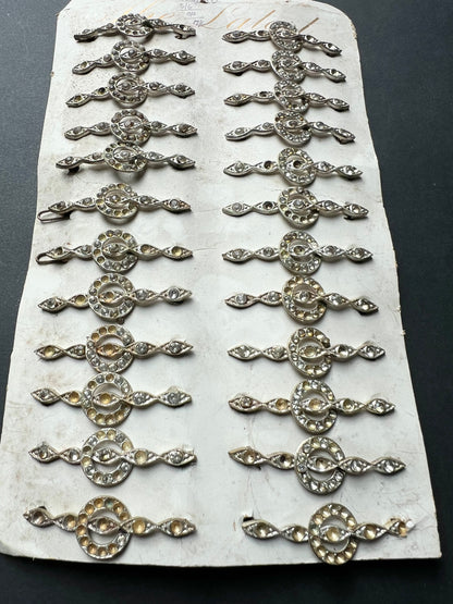 Sheet of 24 Lovely 1930s Hair Clips that Need Some Crystals Replacing