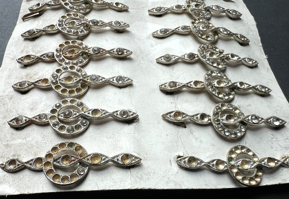 Sheet of 24 Lovely 1930s Hair Clips that Need Some Crystals Replacing