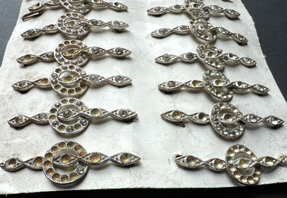 Sheet of 24 Lovely 1930s Hair Clips that Need Some Crystals Replacing