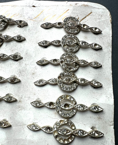 Sheet of 24 Lovely 1930s Hair Clips that Need Some Crystals Replacing