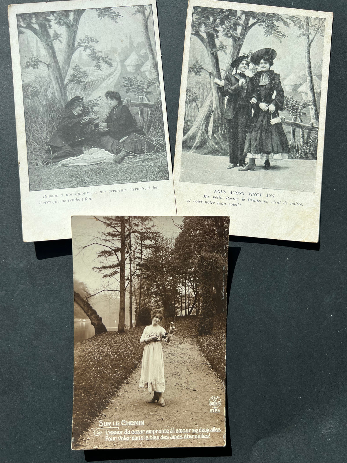 6 1900s French Postcards of Women in the Countryside