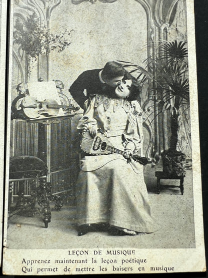 Series of 1900s French Postcards of the "LECON DE MUSIQUE"