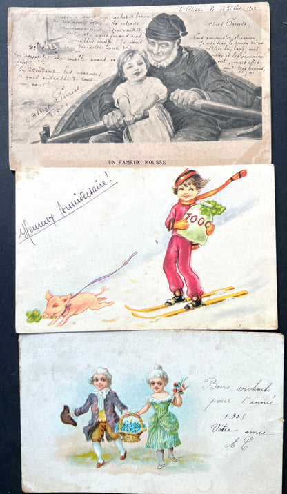 10 Varied 1900s French Postcards