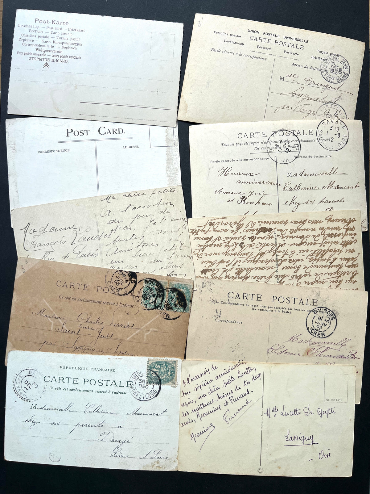 10 Varied 1900s French Postcards