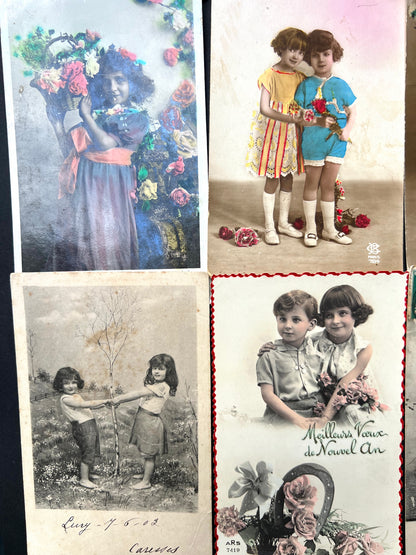 9  Early C20th French Postcards of Children