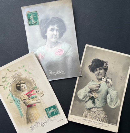 6 "Friendship" Early C20th French Postcards