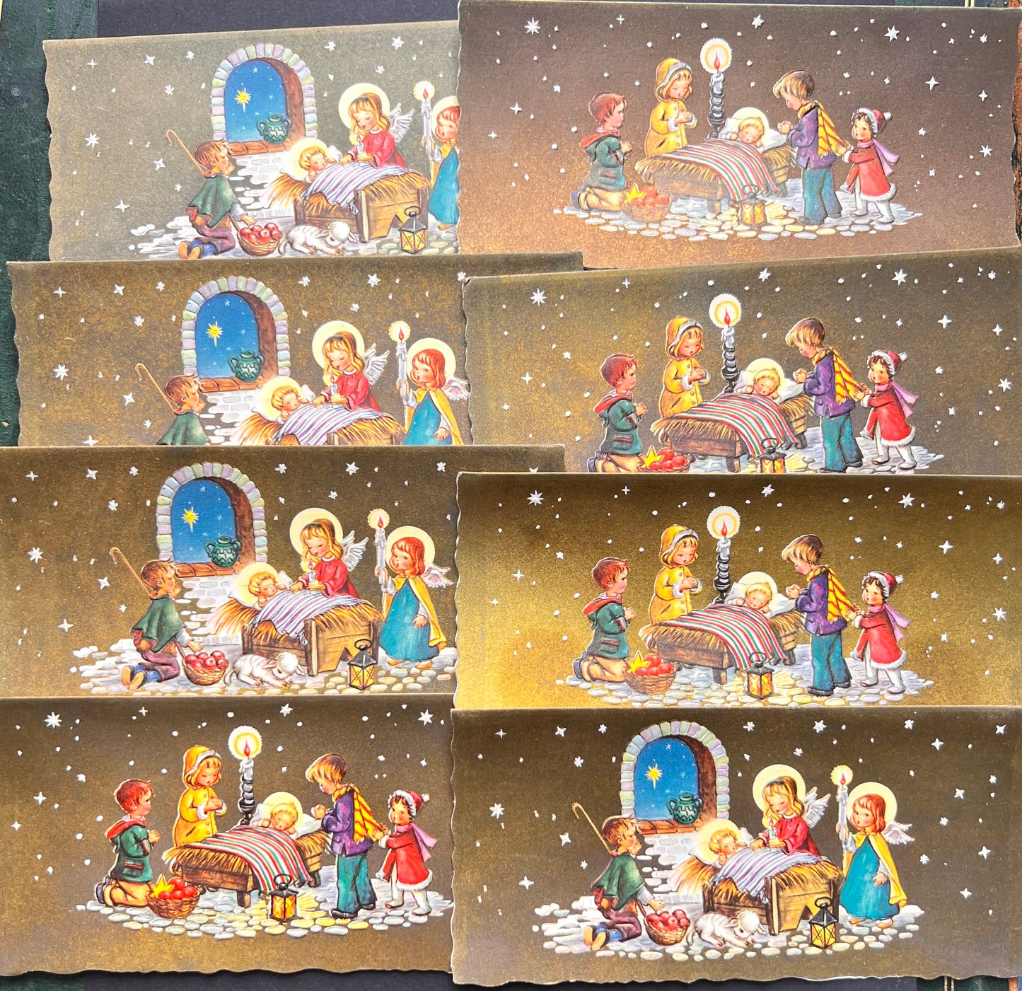 8 Unused Wonderfully 1970s Christmas Cards