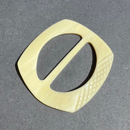 Vintage Pale Yellow Casein 7cm  Buckle for up tp 4.5cm Belt.